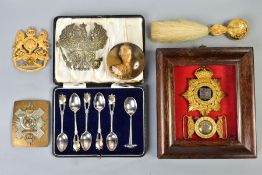 NICELY FRAMED ORDNANCE GILDED BELT BUCKLE together with 1902-1914 Gilded Ordnance Corps Officers