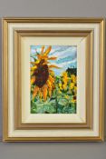 TIMMY MALLETT (BRITISH CONTEMPORARY) 'SUNFLOWER GARDEN', a post impressionist study of sunflowers,