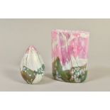 TWO PIECES OF ISLE OF WIGHT GLASS IN FLOWER GARDEN PATTERN, comprising an ovoid paperweight,