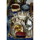 A QUANTITY OF CERAMICS, GLASSWARE ETC, BOXED AND LOOSE, to include ball masks, boxed forks,