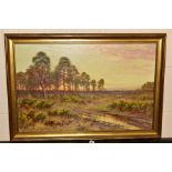 JAMES TOWNSEND RBA (BRITISH FI 1883.d.1949) 'SUNSET ON A SURREY COMMON', oil on relined canvas,
