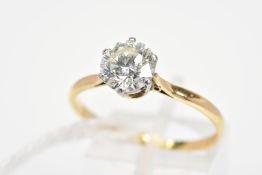 A MODERN SINGLE STONE DIAMOND RING, estimated modern round brilliant cut diamond weight 1.50ct,