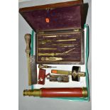 A 19TH CENTURY DOLLOND OF LONDON LACQUERED WOOD AND BRASS THREE DRAWER TELESCOPE, extended length