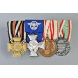 A WWI/WWII GERMAN IMPERIAL/3RD REICH MEDAL BAR OF FOUR MEDALS as follows, L to R 1914-1918