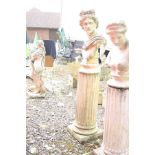 A LARGE COMPOSITE ROMAN MALE BUST standing atop a fluted column, height 185cm