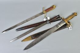THREE MILITARY BLADED WEAPONS AS FOLLOWS, Royal Navy Midshipmans 'Dirk' no scabbard, 18.5'' blade
