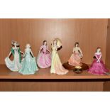 SIX COALPORT LADY FIGURES, comprising 'The Collingwood Collection' - 'Clare' and 'Mary', Ladies of