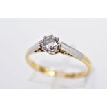 A SINGLE STONE DIAMOND RING, the brilliant cut diamond within a part collet/claw setting, stamped