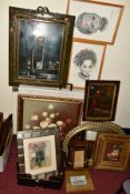 PICTURES AND PRINTS ETC, to include a framed transfer and hand painted porcelain plaque, approximate