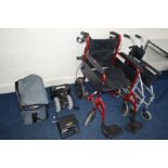 TWO FOLDING DISABILITY WHEELCHAIRS and a power stroll five electric wheel attachment with case (no
