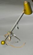 A 1950'S PAUL BOISSEVAIN FOR MERCHANT ADVENTURERS COUNTERBALANCE DESK LAMP, green shade and ball