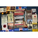 TWO BOXES OF BOOKS, to include hardback, paperback and magazine style all of a WWI Military