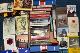 TWO BOXES OF BOOKS, to include hardback, paperback and magazine style all of a WWI Military
