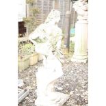 A LARGE COMPOSITE GARDEN FIGURE OF A LADY holding a ewer, height 134cm