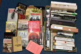 TWO BOXES OF BOOKS, to include hardback, paperback, guides etc all aspects of WWI covered, including