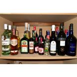 TWENTY FIVE BOTTLES OF ASSORTED SPIRITS AND LIQUEURS, to include Bacardi Rum, Versus Gin, Smirnoff