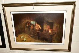 DAVID SHEPHERD (1931-2017) 'JIMMY'S FORGE' a limited edition print of a blacksmith and horse 230/