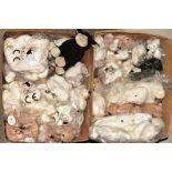 TWO BOXES OF BOOTIES, COMFORT BLANKETS, SOOTHERS AND SOFT TOYS, sheep and rabbit theme (two boxes)