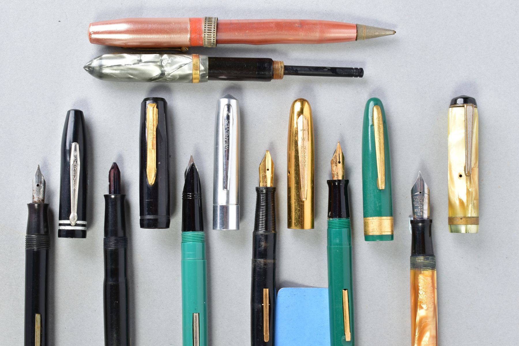 FIFTEEN VINTAGE FOUNTAIN PENS including Stratford, Inkograph, Wearever, Windsor, Visa vac etc ( - Image 2 of 4