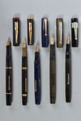 FIVE VINTAGE MABIE TODD FOUNTAIN PENS including a Swan Minor No2 with a 14ct 2 nib (discoloured),
