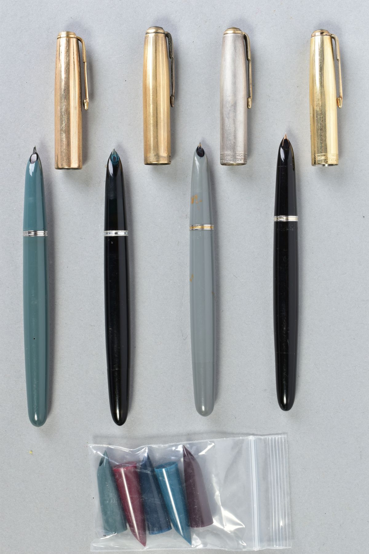 FOUR PARKER '51' FOUNTAIN PENS earlier models than previous lot, three with push pin filling - Image 2 of 2