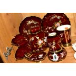 EIGHT PIECES OF CARLTON WARE ROUGE ROYALE, to include seven 'Bird of Paradise' pattern items,