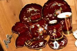 EIGHT PIECES OF CARLTON WARE ROUGE ROYALE, to include seven 'Bird of Paradise' pattern items,
