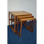 A G PLAN QUADRILLE TEAK NEST OF THREE TABLES, width 53.5cm x depth 42cm x height 50cm (middle