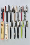 A COLLECTION OF VINTAGE FOUNTAIN PENS including a Mabie Todd Swan Self Filler 3160 in black and 3260