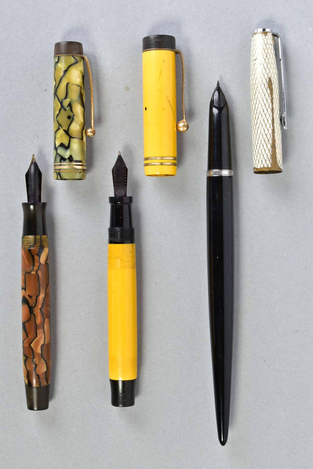 A PARKER DUOFOLD JUNIOR IN MANDARIN YELLOW, a cracked marble Duofold, a Parker Debutante - Image 2 of 2