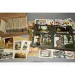 A LARGE COLLECTION OF OVER SEVEN HUNDRED EARLY 20TH CENTURY POSTCARDS IN ONE ALBUM AND ONE BOX