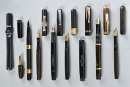 SEVEN FOUNTAIN PENS BY MABIE TODD including two The Swan B2 pens, one SM 200/60 self filler, one