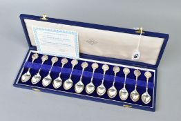 A CASED SET OF ELIZABETH II SILVER LIMITED EDITION 'THE TWELVE ZODIAC SPOONS' sculpted by David