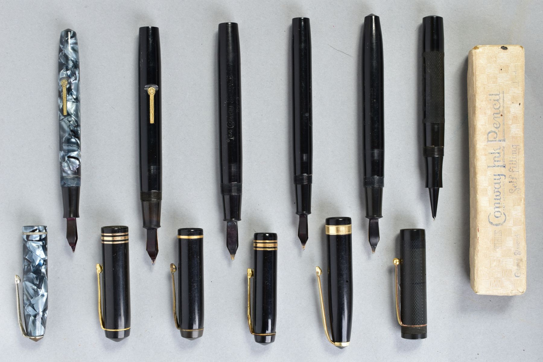FIVE VINTAGE CONWAY STEWART FOUNTAIN PENS and a boxed Conway Stewart Ink Pencil, these include a - Image 2 of 2