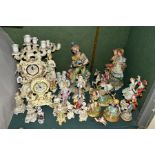 CAPO DI MONTE FIGURINES AND OTHER CONTINENTAL PORCELAIN FIGURES, ETC, some late 19th century,