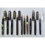 TEN VINTAGE FOUNTAIN PENS including four Watermans a 503 (no cap) with a 14ct W2A nib, a 52 1/2 with
