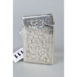 AN EDWARDIAN SILVER CARD CASE, rectangular outline, foliate engraved decoration back and front,