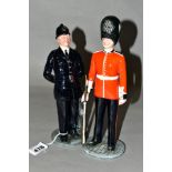 TWO ROYAL DOULTON FIGURES 'The Policeman' HN2778 and 'The Guardsman' HN2784 (with a loose plastic