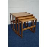 A G PLAN QUADRILLE TEAK NEST OF THREE TABLES, width 53.5cm x depth 42cm x height 50cm