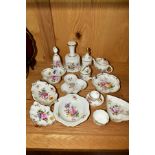 A GROUP OF ROYAL CROWN DERBY 'DERBY POSIES' TRINKETS, to include candle snuffer, miniature teapot,