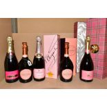 SIX BOTTLES OF ROSE CHAMPAGNE, comprising a bottle of Veuve Clicquot Brut Rose, 12.5% vol, 750ml,