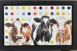 HAYLEY GOODHEAD (BRITISH CONTEMPORARY), 'Damiens Herd', a limited edition print on canvas of cows