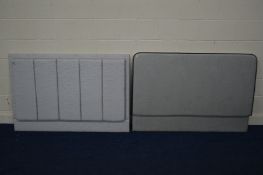 A MODERN LIGHT GREY UPHOLSTERED 4'6'' HEADBOARD, together with a dark grey 4'6'' headboard (2)