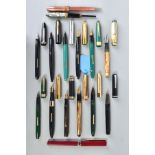 FIFTEEN VINTAGE FOUNTAIN PENS including Stratford, Inkograph, Wearever, Windsor, Visa vac etc (