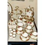 ROYAL ALBERT 'OLD COUNTRY ROSES' TEA/COFFEE SERVICE FOR SIX, comprising six each of tea cups and