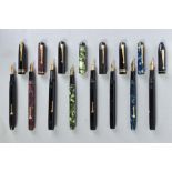 A COLLECTION OF VINTAGE EIGHT CONWAY STEWART FOUNTAIN PENS including a No 475 in black, a No 286