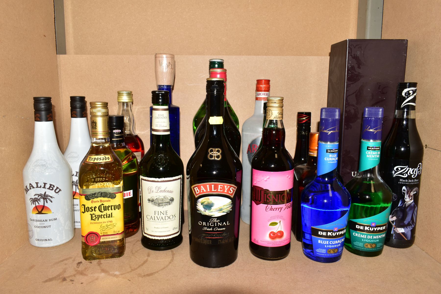 TWENTY FIVE BOTTLES OF ASSORTED SPIRITS AND LIQUEURS, to include Bacardi Rum, Gordon's Gin, Uluvka - Image 2 of 3