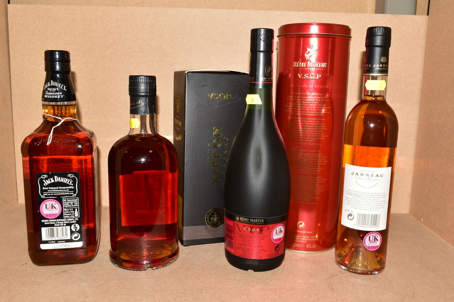 THREE BOTTLES OF COGNAC AND A BOTTLE OF WHISKEY, comprising a bottle of Remy Martin VSOP Fine - Image 2 of 2