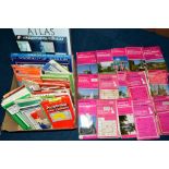 A BOX OF MAPS AND ATLASES, etc, to include Ordnance Survey maps of the Midlands areas, London,