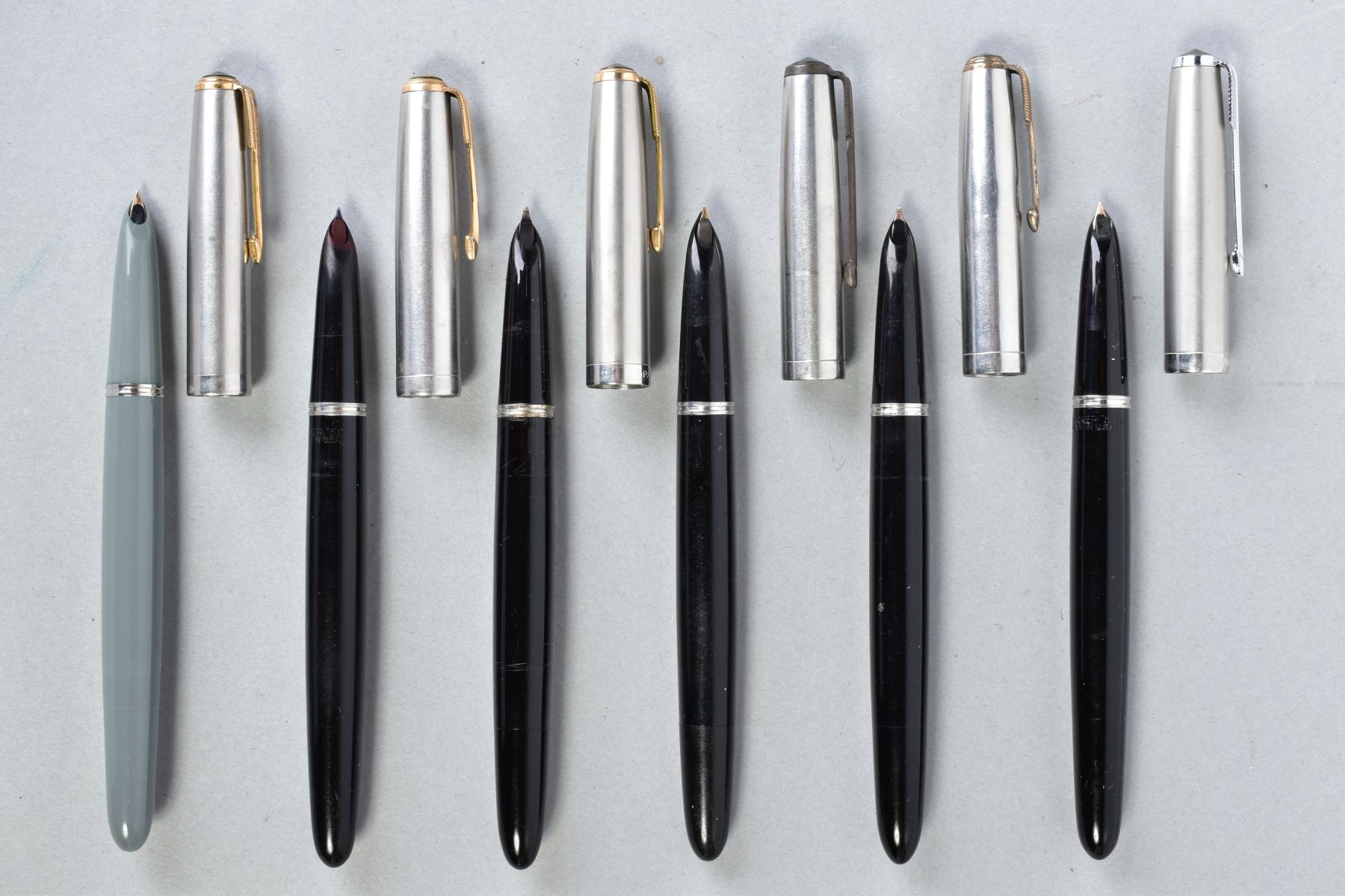 SIX PARKER '51' WITH VACUMATIC FILLERS including one grey and matt stainless and four black and matt - Image 2 of 3